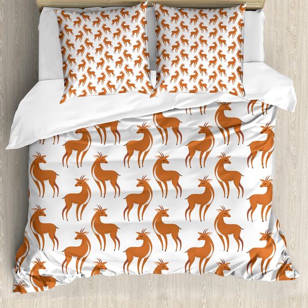 Abakuhaus Set Copripiumino Per Letto Singolo Antilope, Animal Cartoon, Antiacaro, Adatto A Chi Soffre Di Allergie, Con Federa, 155 Cm X 220 Cm - 80 X 80 Cm, Cannella Salmone-image