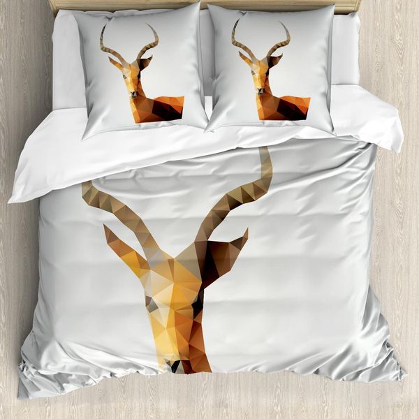 Abakuhaus Set Copripiumino Per Letto Singolo, Ritratto Di Animale Low Poly, Antiacaro, Adatto A Chi Soffre Di Allergie, Con Federa, 155 Cm X 220 Cm - 80 X 80 Cm, Multicolore-image