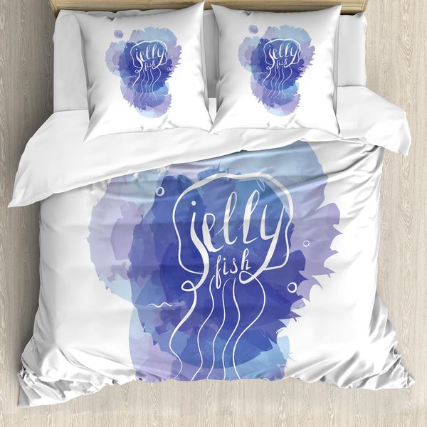 Abakuhaus Set Copripiumino Per Letto Singolo, Colore Astratto Splash, Antiacaro, Adatto A Chi Soffre Di Allergie, Con Federa, 200 Cm X 200 Cm - 80 X 80 Cm, Ceil Blu Bianco-image