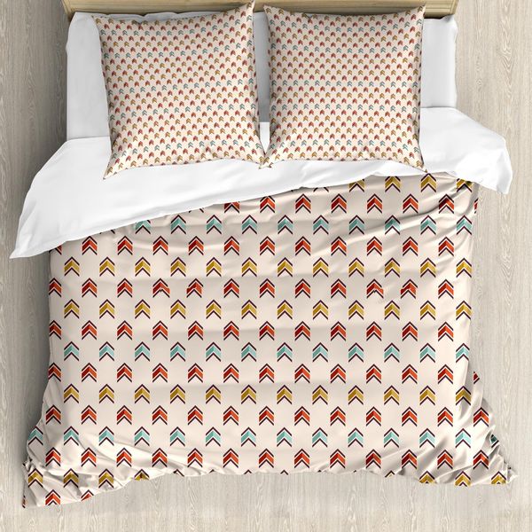 Abakuhaus Set Copripiumino Arrow Per Letti Singoli, Decorazioni Colorate, Antiacaro, Adatto A Chi Soffre Di Allergie, Con Federa, 155 Cm X 220 Cm - 80 X 80 Cm, Champagne Multicolor-image