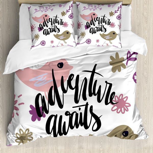 Abakuhaus Set Copripiumino Per Letto Singolo, Motivo Floreale Con Uccellini, Antiacaro, Adatto A Chi Soffre Di Allergie, Con Federa, 200 Cm X 200 Cm - 80 X 80 Cm, Multicolore-image
