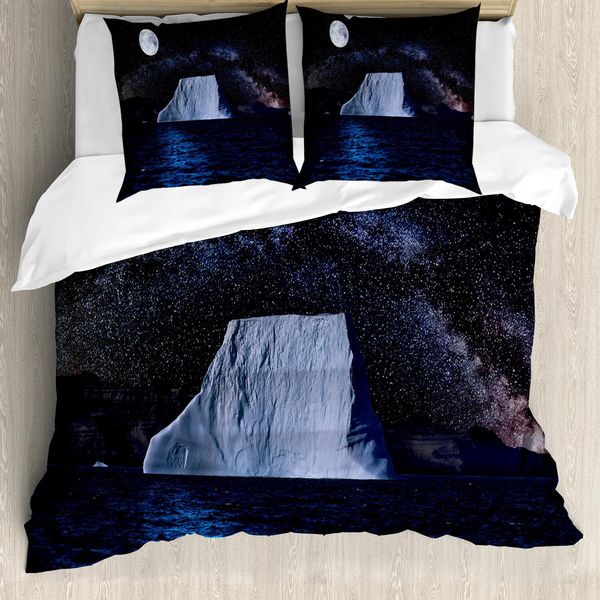 Abakuhaus Set Copripiumino Nottocean Per Letti Singoli, Eisberg Reflexion Himmel, Antiacaro, Adatto A Chi Soffre Di Allergie, Con Federa, 155 Cm X 220 Cm - 80 X 80 Cm, Skyblue Multicolor-image