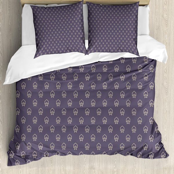Abakuhaus Set Copripiumino Per Letti Singoli, Basic E Summary, Antiacaro, Adatto A Chi Soffre Di Allergie, Con Federa, 200 Cm X 200 Cm - 80 X 80 Cm, Viola Grigio Giallo-image