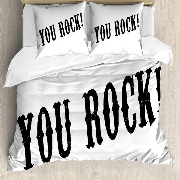 Abakuhausie Schaukeln Set Copripiumino Per Letti Singoli, Motivo Stamp Blick, Antiacaro, Adatto A Chi Soffre Di Allergie, Con Federa, 155 Cm X 220 Cm - 80 X 80 Cm, Grigio Antracite Bianco-image