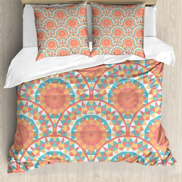 Set Copripiumino Abakuhaus Pastel Per Letti Singoli, Motivi Locali, Antiacaro, Adatto A Chi Soffre Di Allergie, Con Federa, 200 Cm X 200 Cm - 80 X 80 Cm, Multicolore-image