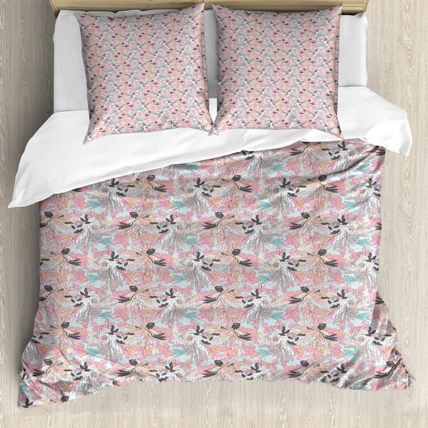 Abakuhaus Set Copripiumino Per Letto Singolo, Astri Su Sfondo Azzurro, Antiacaro, Anallergico, Con Federa, 200 Cm X 200 Cm - 80 X 80 Cm, Blu, Grigio, Rosa-image