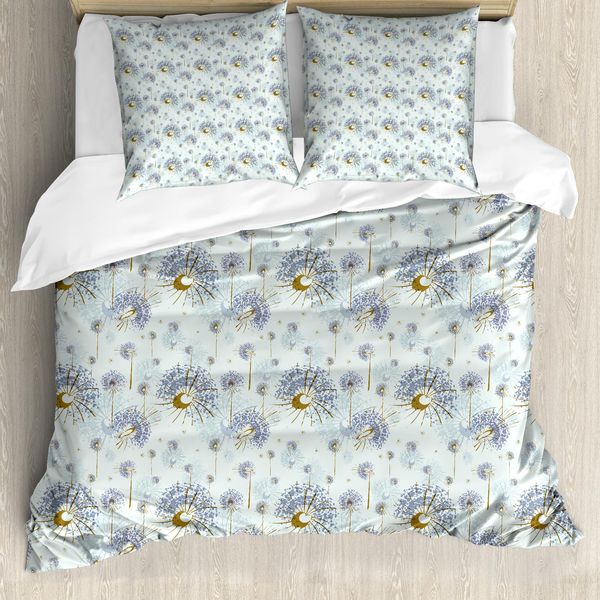 Abakuhaus Set Copripiumino Per Letti Singoli, Motivo Botanico Astratto, Antiacaro, Adatto A Chi Soffre Di Allergie, Con Federa, 200 Cm X 200 Cm - 80 X 80 Cm, Turchese Ceil Blu-image