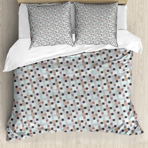 Abakuhaus Set Copripiumino Dai Colori Tenui Per Letti Singoli, Quadrati Piccoli E Grandi, Antiacaro, Adatto A Chi Soffre Di Allergie, Con Federa, 155 Cm X 220 Cm - 80 X 80 Cm, Multicolore-image