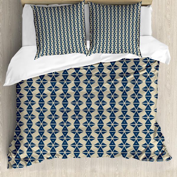 Abakuhaus Set Copripiumino Astratto Per Letti Singoli, Classica Forma A Tre Angoli, Antiacaro, Adatto A Chi Soffre Di Allergie, Con Federa, 200 Cm X 200 Cm - 80 X 80 Cm, Pale Sepia Dark Sky Blue-image