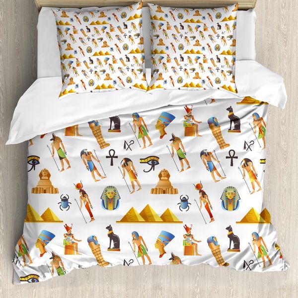 Set Copripiumino Da Viaggio Abakuhaus Per Letti Singoli, Mito Egizio, Antiacaro, Adatto A Chi Soffre Di Allergie, Con Federa, 200 Cm X 200 Cm - 80 X 80 Cm, Multicolore-image