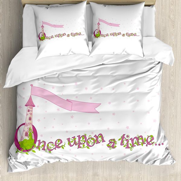 Abakuhaus Set Copripiumino Per Letto Singolo, Onceonceonce, Antiacaro, Adatto A Chi Soffre Di Allergie, Con Federa, 155 Cm X 220 Cm - 80 X 80 Cm, Rosa Baby E Verde Chiaro-image