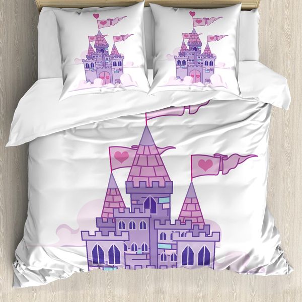 Abakuhaus Set Copripiumino Per Letto Singolo, Wonder Tale Princess Sky, Antiacaro, Adatto A Chi Soffre Di Allergie, Con Federa, 200 Cm X 200 Cm - 80 X 80 Cm, Rosa Lavanda-image