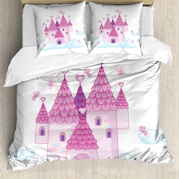 Abakuhaus Set Copripiumino Per Letto Singolo, Magie Tale Fantasy Princess, Antiacaro, Adatto A Chi Soffre Di Allergie, Con Federa, 200 Cm X 200 Cm - 80 X 80 Cm, Fucsia Rosa Baby-image