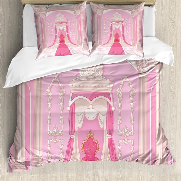 Abakuhaus Set Copripiumino Per Letto Singolo, Fantasia Cartoon, Antiacaro, Adatto A Chi Soffre Di Allergie, Con Federa, 200 Cm X 200 Cm - 80 X 80 Cm, Rosa Salmone Chiaro-image