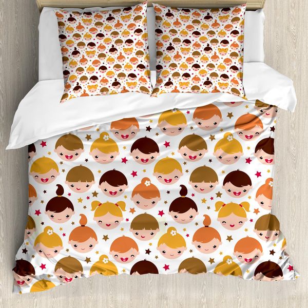 Set Copripiumino Abakuhaus Per Letti Singoli, FröHlich Kinder Stern, Antiacaro, Adatto A Chi Soffre Di Allergie, Con Federa, 200 Cm X 200 Cm - 80 X 80 Cm, Color Crema E Multicolore-image