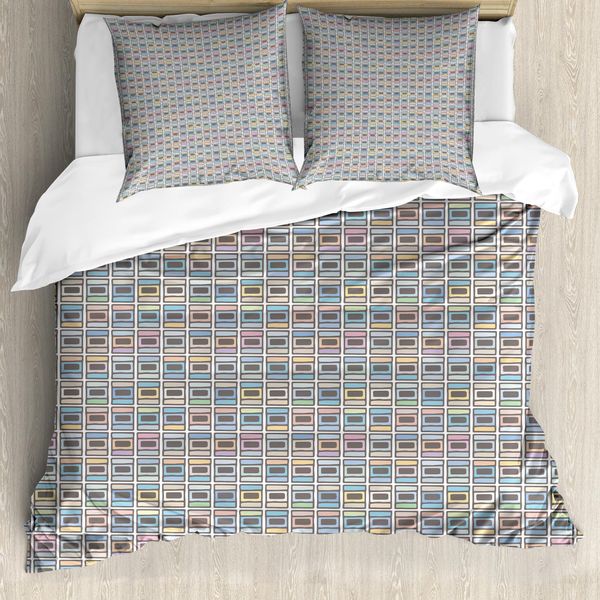 Abakuhaus Set Copripiumino Astratto Per Letti Singoli, Motivi Semplici Pastello, Antiacaro, Adatto A Chi Soffre Di Allergie, Con Federa, 155 Cm X 220 Cm - 80 X 80 Cm, Multicolore-image