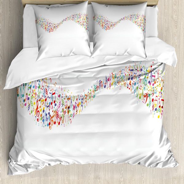 Abakuhaus Set Copripiumino Per Letti Singoli, Bandiera Con Onde Colorate, Antiacaro E Anallergico Con Federa, 200 Cm X 200 Cm - 80 X 80 Cm, Grigio Chiaro E Multicolore-image