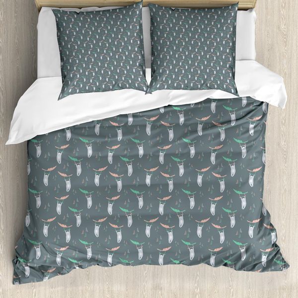 Abakuhaus Jungle Nursery Set Copripiumino Per Letti Singoli, Pastel Sloth, Antiacaro, Adatto A Chi Soffre Di Allergie, Con Federa, 200 Cm X 200 Cm - 80 X 80 Cm, Purpleblue Multicolor-image
