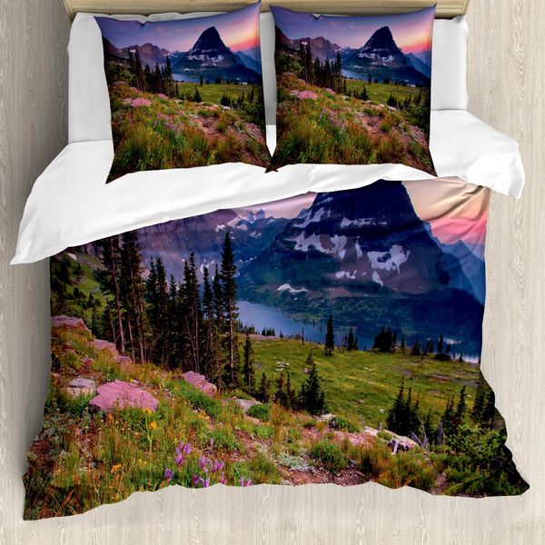 Abakuhaus Set Copripiumino Estivo Scenic Per Letti Singoli, Fiori Selvatici Alpini, Antiacaro, Adatto A Chi Soffre Di Allergie, Con Federa, 155 Cm X 220 Cm - 80 X 80 Cm, Multicolore-image