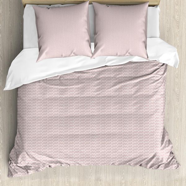 Abakuhaus Set Copripiumino Botanico Per Letti Singoli, Monochrome Leaves Kunst, Antiacaro, Adatto A Chi Soffre Di Allergie, Con Federa, 155 Cm X 220 Cm - 80 X 80 Cm, Pale Salmon White-image