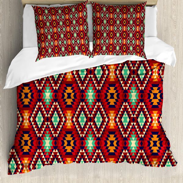 Set Copripiumino Abakuhaus Per Letti Singoli, Motivo A Rombi, Antiacaro, Adatto A Chi Soffre Di Allergie, Con Federa, 155 Cm X 220 Cm - 80 X 80 Cm, Multicolore-image