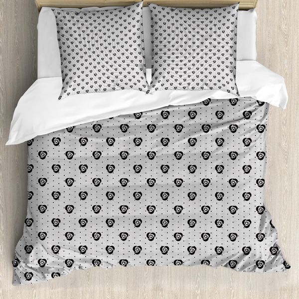 Abakuhaus Set Copripiumino Per Letti Singoli, Motivi Floreali A Rosa, Antiacaro, Adatto A Chi Soffre Di Allergie, Con Federa, 155 Cm X 220 Cm - 80 X 80 Cm, Grigio Antracite-image