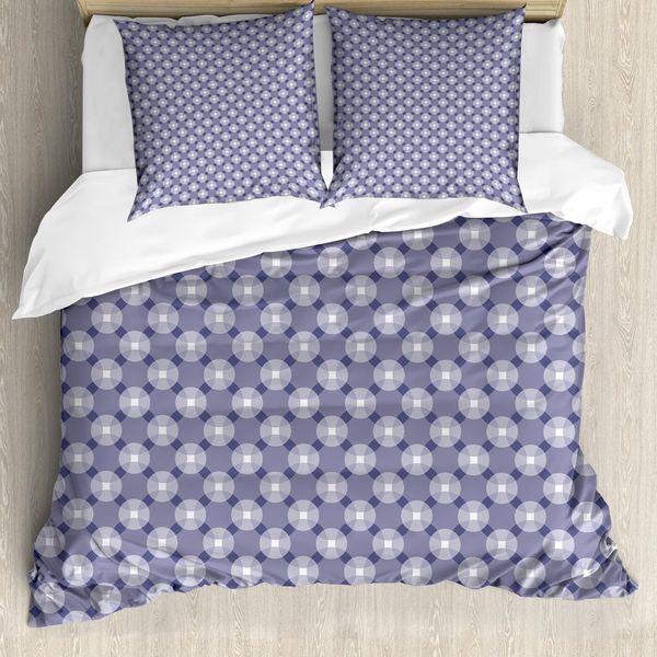 Abakuhaus Set Copripiumino Astratto Per Letti Singoli, Motivi Ispirati Ai Pois, Antiacaro, Adatto A Chi Soffre Di Allergie, Con Federa, 200 Cm X 200 Cm - 80 X 80 Cm, Indaco Viola Blu-image