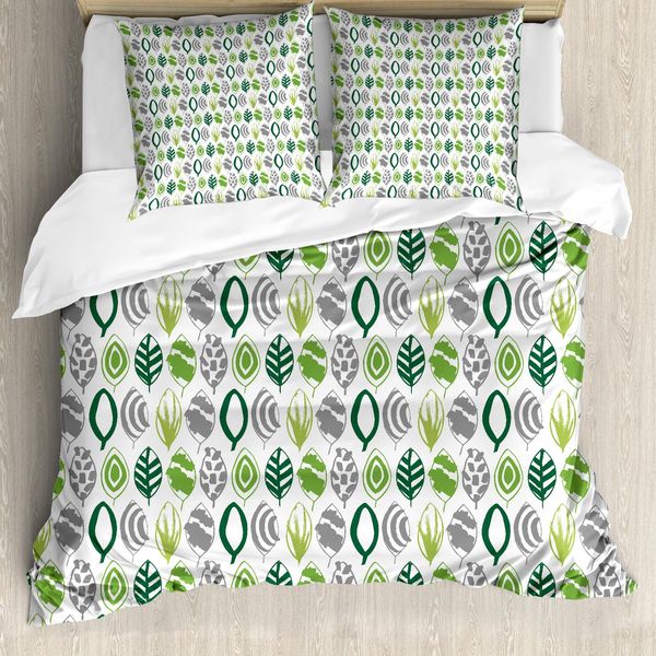Abakuhaus Set Copripiumino Per Letti Singoli, Pennellate Di Foglie, Antiacaro, Adatto A Chi Soffre Di Allergie, Con Federa, 155 Cm X 220 Cm - 80 X 80 Cm, Multicolore-image
