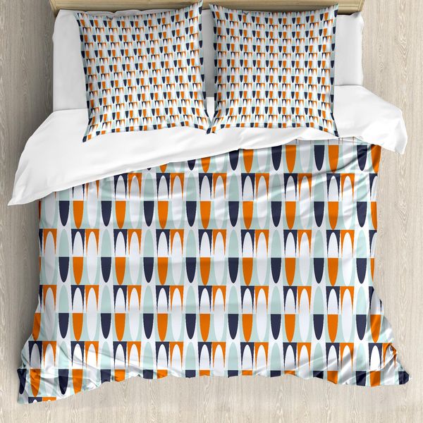 Abakuhaus Set Copripiumino Astratto Per Letti Singoli, Bicolore, Forme Rotonde Allungate, Antiacaro, Adatto A Chi Soffre Di Allergie, Con Federa, 155 Cm X 220 Cm - 80 X 80 Cm, Viola Pastello Multicolore-image
