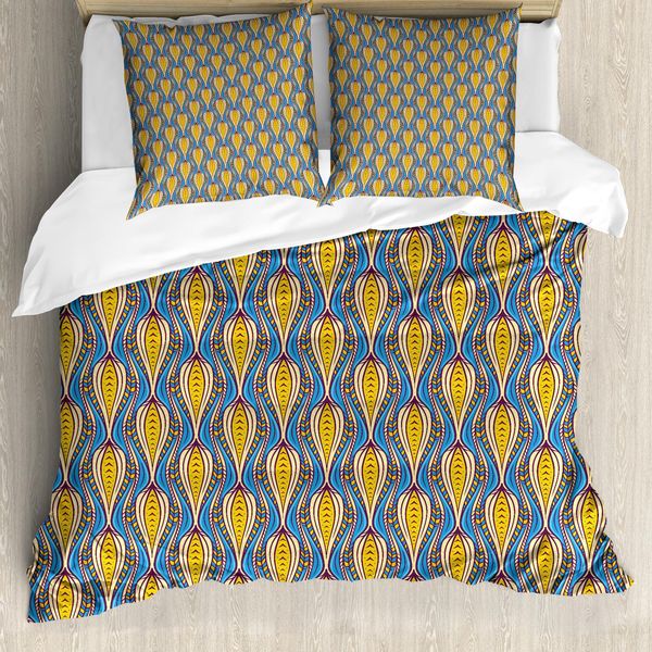Abakuhaus Set Copripiumino Astratto Per Letti Singoli, Decorazione Rotonda Retrò, Antiacaro, Adatto A Chi Soffre Di Allergie, Con Federa, 200 Cm X 200 Cm - 80 X 80 Cm, Multicolore-image