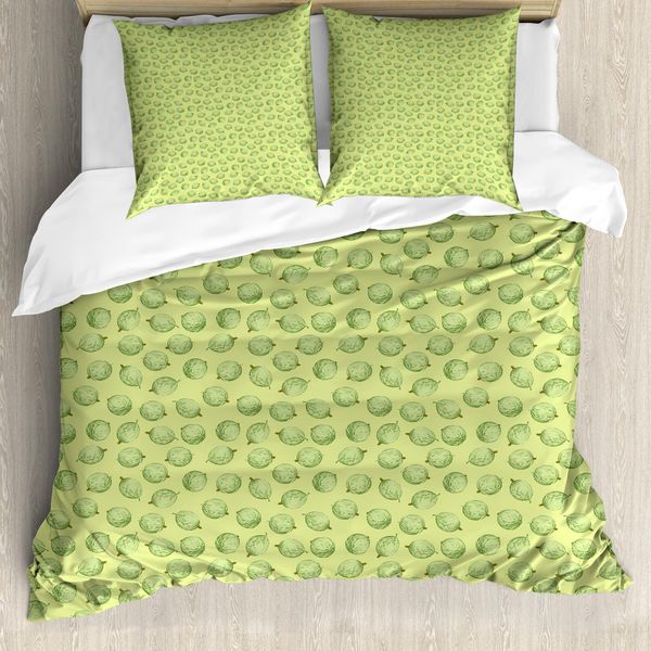 Abakuhaus Set Copripiumino Per Letti Singoli, Tasty Exotische Stachelbeeren, Antiacaro, Adatto A Chi Soffre Di Allergie, Con Federa, 200 Cm X 200 Cm - 80 X 80 Cm, Verde Reseda-image