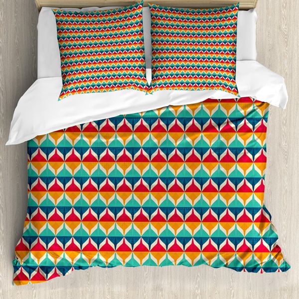 Abakuhaus Set Copripiumino Astratto Per Letti Singoli, Motivo Artistico Colorato E Stravagante, Antiacaro E Anallergico Con Federa, 155 Cm X 220 Cm - 80 X 80 Cm, Multicolore-image
