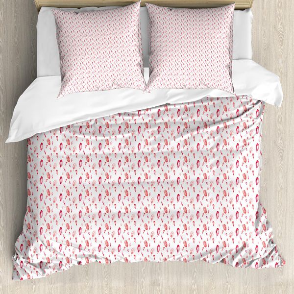 Set Copripiumino Abakuhaus Per Letti Singoli, Acquerello Bohemien, Antiacaro, Adatto A Chi Soffre Di Allergie, Con Federa, 200 Cm X 200 Cm - 80 X 80 Cm, Corallo E Rosa Scuro-image
