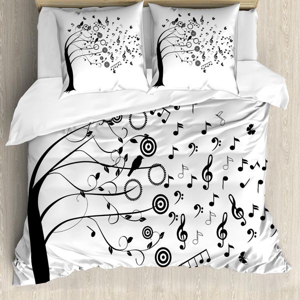 Abakuhaus Set Copripiumino Per Letti Singoli, Motivi Fluidi Uccelli, Antiacaro, Adatto A Chi Soffre Di Allergie, Con Federa, 155 Cm X 220 Cm - 80 X 80 Cm, Grigio Antracite Bianco-image