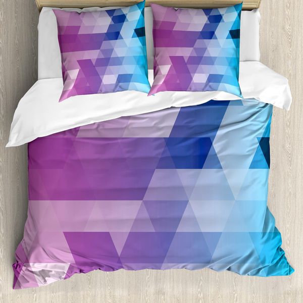Set Copripiumino Abakuhaus Mosaik Per Letti Singoli, Tonalità Fucsia E Acquamarina, Antiacaro, Adatto A Chi Soffre Di Allergie, Con Federa, 200 Cm X 200 Cm - 80 X 80 Cm, Multicolore-image