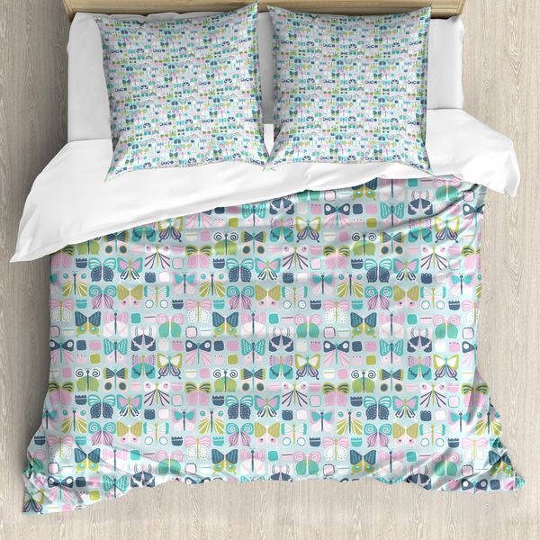 Abakuhaus Set Copripiumino Per Letti Singoli, Entomologia, Insetti Stravaganti, Antiacaro, Adatto A Chi Soffre Di Allergie, Con Federa, 155 Cm X 220 Cm - 80 X 80 Cm, Multicolore-image
