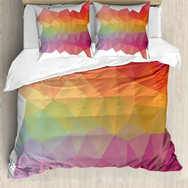 Set Copripiumino Abakuhaus Per Letti Singoli, Colori Arcobaleno Retrò, Poliestere, Antiacaro, Adatto A Chi Soffre Di Allergie, Con Federa, 200 Cm X 200 Cm - 80 X 80 Cm, Multicolore-image