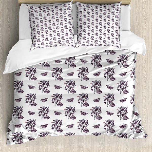 Abakuhaus Set Copripiumino Per Letto Singolo, Entomologia, Farfalle Belladonna, Antiacaro, Adatto A Chi Soffre Di Allergie, Con Federa, 200 Cm X 200 Cm - 80 X 80 Cm, Melanzana Pale Seafoam-image