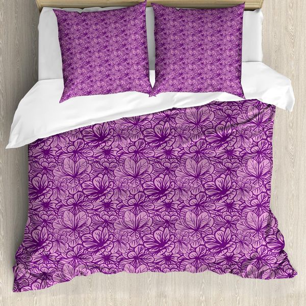 Abakuhaus Set Copripiumino Per Letti Singoli, Arte Monocromatica In Filigrana, Antiacaro, Adatto A Chi Soffre Di Allergie, Con Federa, 200 Cm X 200 Cm - 80 X 80 Cm, Rosa Baby E Lilla-image
