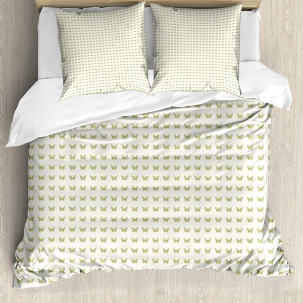 Abakuhaus Set Copripiumino Per Letti Singoli, Dainty Insetti Volanti, Antiacaro Adatto A Chi Soffre Di Allergie Con Federa, 200 Cm X 200 Cm - 80 X 80 Cm, Kaki Bianco-image