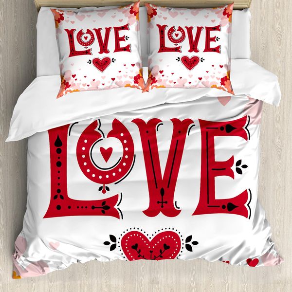 Abakuhaus Set Copripiumino Vintage Valentine Per Letti Singoli, Liebe Pastell Flora, Antiacaro, Adatto A Chi Soffre Di Allergie, Con Federa, 200 Cm X 200 Cm - 80 X 80 Cm, Multicolore-image