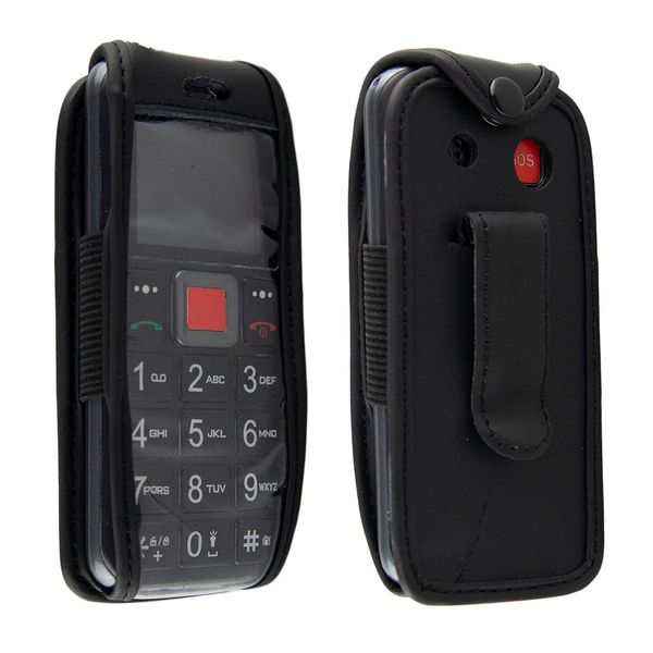 Caseroxx Custodia In Pelle Con Clip Da Cintura Compatibile Con Easyfone Prime-A5 In Vera Pelle, Custodia Con Clip Da Cintura E Finestra Di Visualizzazione-image