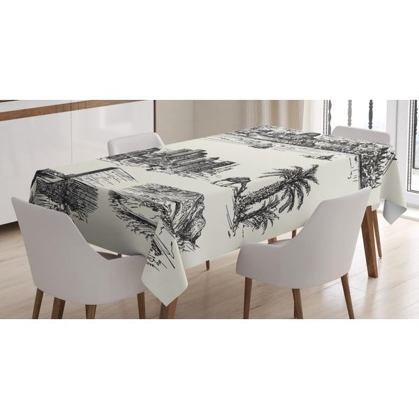 Abakuhaus Jerusalem Tovaglia, Stile Vintage, Facile Da Pulire, Lavabile, Resistente Allo Sporco E Con Colori Vivaci, Stampa Di Alta Qualità, 140 X 240 Cm, Avorio Antracite Grigio-image