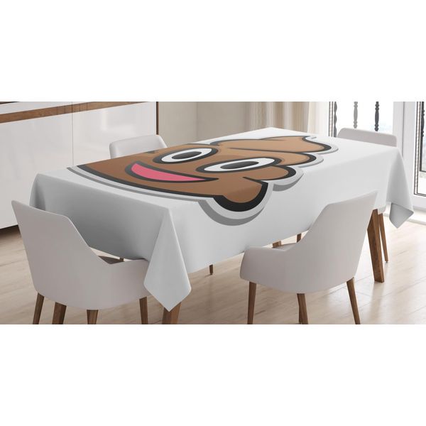 Abakuhaus Tovaglia Con Emoji Cacca, Faccina Sorridente Che Fa La Cacca, Stampa Personalizzata Con Colori Vivaci, Lavabile, Impermeabile, Non Sbiadisce, 140 X 240 Cm, Color Caramello Grigio Scuro-image