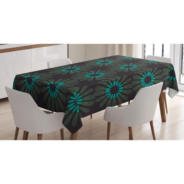 Abakuhaus Tovaglia Verde Acqua Scuro, Motivo Floreale E Fogliame, Resistente Allo Sporco, Facile Da Pulire, Lavabile, Stampa Con Colori Vivaci Che Non Sbiadiscono, 140 X 240 Cm, Seafoam Coke Grey-image