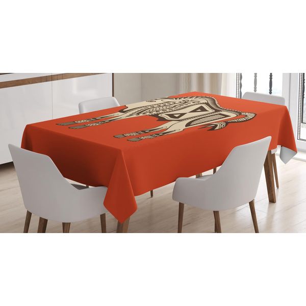 Abakuhaus Tovaglia Con Motivo Bufalo, Disegno Bisonte Selvatico, Resistente Allo Sporco, Facile Da Pulire, Lavabile, Stampa Con Colori Vivaci Che Non Sbiadiscono, 140 X 240 Cm, Rosso Cinabro Marrone-image