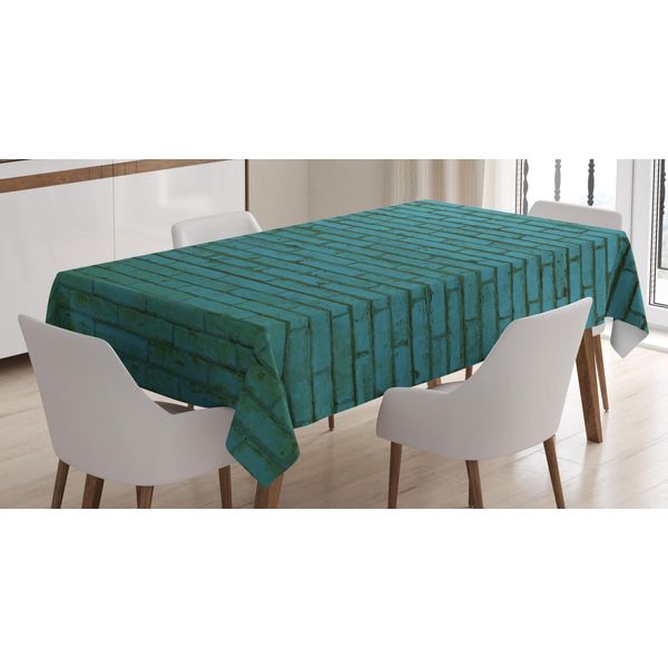 Abakuhaus Tovaglia Blu Petrolio Scuro, Motivo Mattoni, Adatta Per Interni Ed Esterni, Lavabile, Colori Vivaci, Non Sbiadisce, 140 X 200 Cm, Blu Petrolio Scuro-image