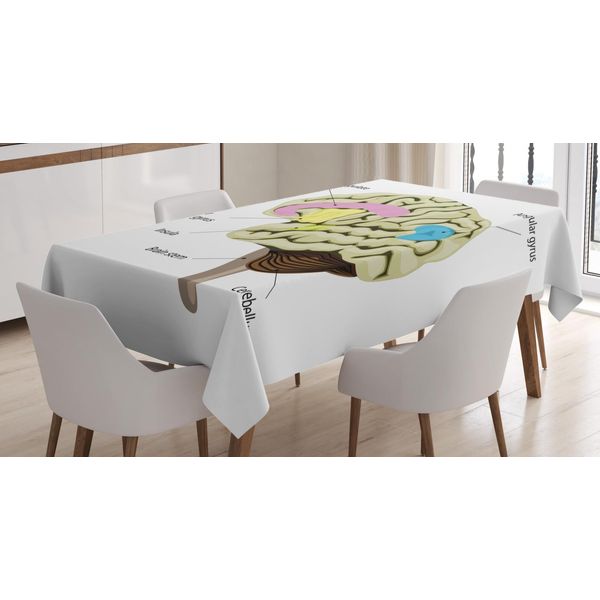 Abakuhaus Tovaglia Sull'autismo, Cervello Umano Con Nomi Delle Parti, Stampa Personalizzata, Colori Chiari Senza Scolorimento, Lavabile Per Uso Esterno, 140 X 240 Cm, Multicolore-image