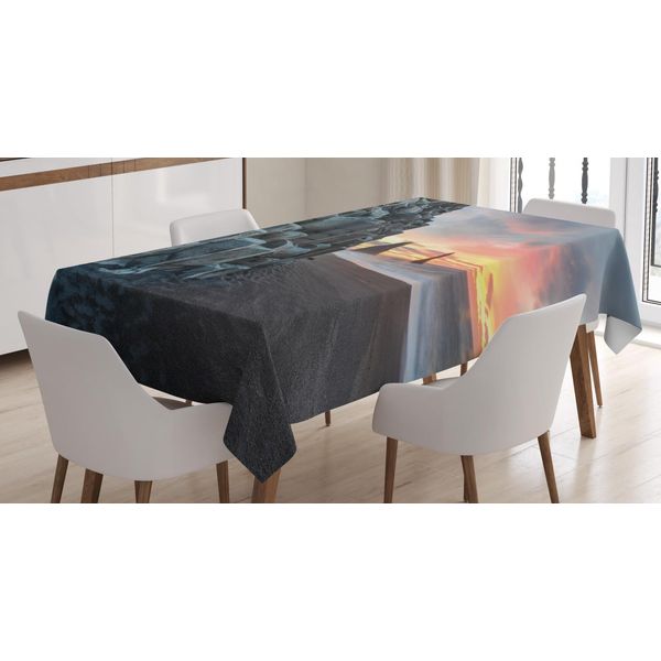Abakuhaus Tovaglia Island, Rocky Reynisdrangar Alba, Facile Da Pulire Lavabile Resistente Allo Sporco E Con Colori Chiari Stampa Di Alta Qualità, 140 X 240 Cm, Multicolore-image