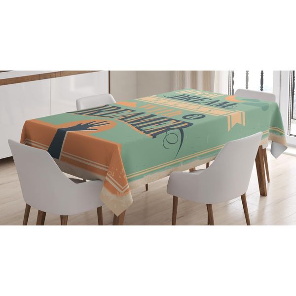 Abakuhaus Citazione Tovaglia, Motivazione Da Sogno Stile Retrò, Resistente Allo Sporco Facile Da Pulire Lavabile Stampa Con Colori Chiari Senza Scolorimento, 140 X 200 Cm, Pesca E Verde Alloro-image